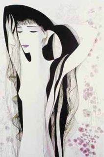 EYVIND EARLE GIRL WITH RAVEN HAIR HAND SIGNED SERIGRAPH 216 250