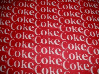Coca Cola Coke Soda Pop Word Logo Flannel Cotton Fabric