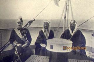 King Faisal with H.M. King Ibn Saud and H. E. Sir Francis