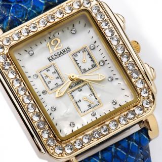 Kessaris Crystal Accented Croco Embossed Set of 5 Watches