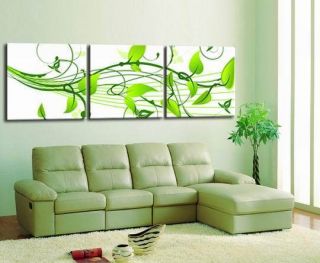 Modern Abstract Wall Art Oil Painting on Canvas Green Leaves No Frame