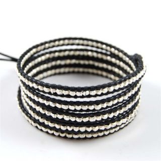 chan luu sterling silver black leather wrap bracelet