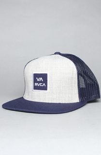 RVCA The VA All The Way Trucker Hat in Grey Noise Navy