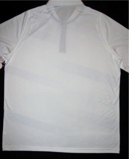 Fila Sport Golf Polo Shirt $50 Tennis Logo White Blue Wicking New Mens