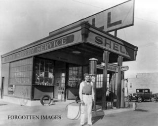 Shell Filling Station 1920s Photograph