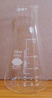 New and unused. 500 ml flask graduated in 50 ml divisions (approximate