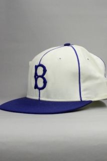 Vintage Deadstock Brooklyn Dodgers 3 Stripes Fitted HatCreamBlue