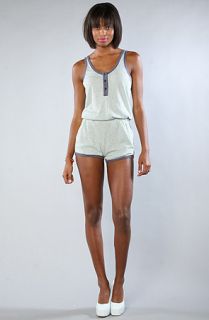 NTICE The Rib Knit Romper in Mint and Denim