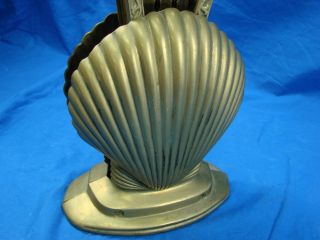 Vintage Brass Fireplace Fan Screen Peacock Shell Seashell Clam Ornate
