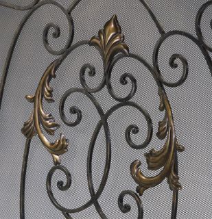 French Scrolled Iron Fireplace Screen Tuscan Decor