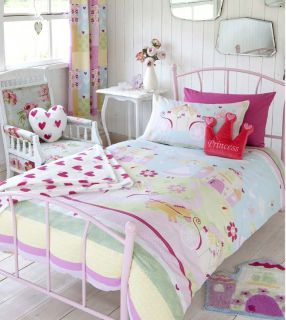 Girls Pink Fairy Bedding or Patchwork Curtains or Set