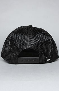 RVCA The Barlow Trucker Hat in Black Grey Tea Natural