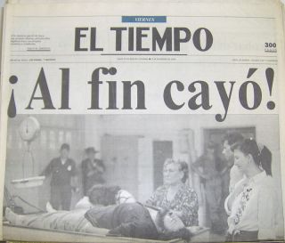 Pablo Escobar Death Annoncement Newspaper Authentic