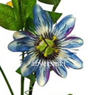 35 in BLUE Passion Flower Silk Flowers, Artificial Plants, Wedding