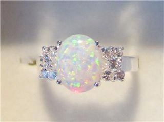 Gorgeous White Fire Opal Ring UK Size Q US 8 5