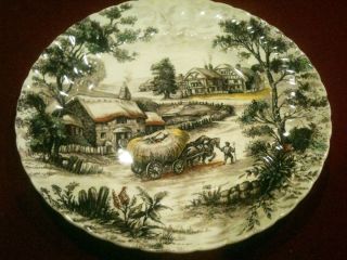 RARE Antique Collectible Farm PLATE Yorkshire Hand Engraved Ironstone