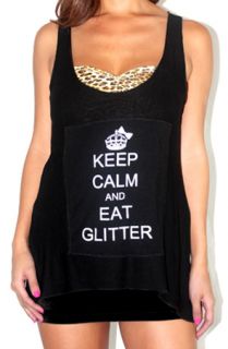 MARIALIA Keep Calm Eat Glitter Tank Concrete