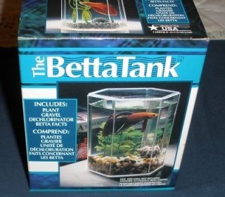  Fish Tank Aquarium hexagon shape with lid, facts booklet plant, fish