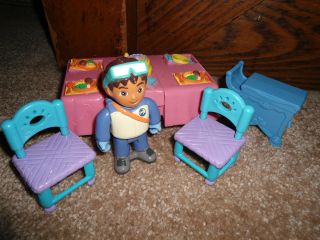 FISHER PRICE DORA THE EXPLORER DOLL DOLLHOUSE KITCHEN TABLE ROOM LOT