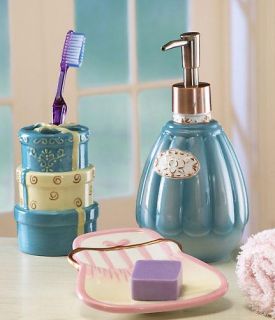 Fancy Ladies Ceramic Bathroom Sink Accessories Set Toothbrush Soap New