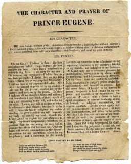 0157 Flier Prayer of Prince Eugene C 1805 Napoleon Commander Italy