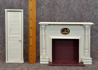 Vintage Antique Doll House Fireplace Mantel Surround Wood Wooden
