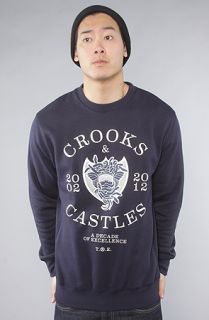 Crooks and Castles The Decade Medusa Crewneck Sweatshirt in Dark Navy