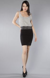 Motel The Jenna Dress in Crackle Gray and Black