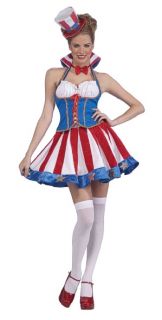  Flag motif Hat, Bow Tie, Corset Top with attached Collar, and Skirt