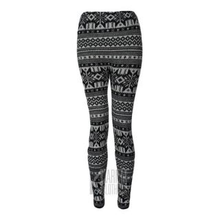 Womens Knitted Aztec Zig Zag Snow Flake Print Ladies Ankle Length