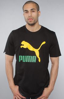 Puma The Vintage No 1 Logo Tee in Black Yellow