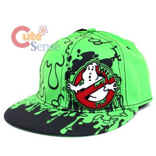 Ghostbusters Flat Bill Logo Cap Flex Fit Hat Green Stay Puft