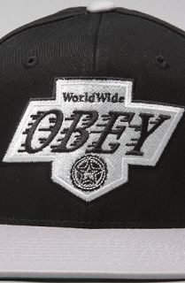 Obey The Great One Snapback Cap in Black Grey
