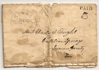 Civil War Confederate Fayetteville TN 1861 Stampless 3 Sick Negros