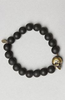 Cohen The Brass Skull Bracelet in Matte Black