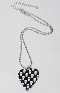 Accessories Boutique The Skull Print Heart Necklace in Black and