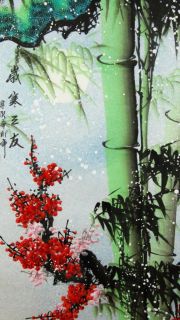  Bamboo Cherry Blossom Pine in Snow Feng Shui Painting Gift 68