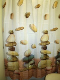 New Colorful Cobble Stone Picture Shower Curtain w hooks Fabric