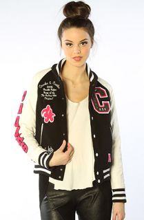 Crooks and Castles The CRKS Squad Letterman Varsity Jacket in White