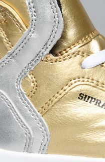 SUPRA The Toddler Skytop Sneaker in Gold Silver Leather  Karmaloop