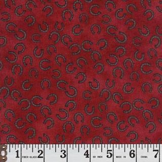 Moda Fabrics Old West Ranch ½ yd Red Horseshoes Andrea Fehr