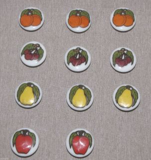  Knobs Porcelain Enamel Fruit Design Apple Cherry Orange Pear Drawer