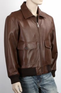 Final Sale   Mens New Brown Flight Lambskin Leather Bomber Jacket