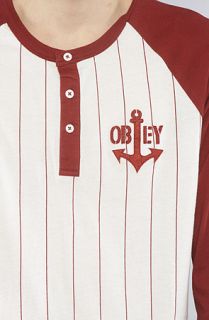 Obey The Dugout Baseball Henley in Oxblood