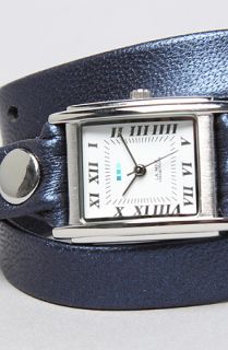 La Mer The Silver Square Case Wrap Watch in Navy Shimmer  Karmaloop