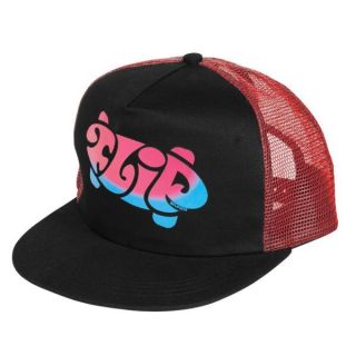 Flip 360 Logo Adjustable Skateboard Trucker Hat Blk Red