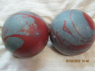  Blue Swirl Duck Pin Duckpin Bowling Balls 3 lbs 7 5 oz Vintage
