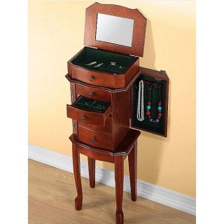 CHERRY WOOD FLOOR FREE STANDING JEWELRY ARMOIRE CHEST CABINET BOX