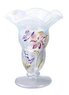 Fenton Stargazer Butterfly on French Opalescent Vase