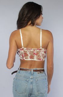 Free People The Printed Lace Crop Bra in Red